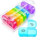 AUVON XL Weekly Pill Organizer 2 gange om dagen med stor åbning for nem påfyldning, AM PM Pill Box 7 dag i Rainbow farver, Bærbar rejse pill sag for medicin, Vitaminer, fiskeolier, kosttilskud
