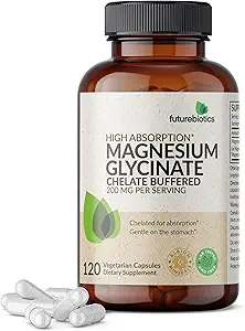Futurebiotics Magnesium Glycinate 200 MG per Serving Chelated for High Absorption, Gentle On Stomach, Non-GMO, 120 Vegetarian Capsules