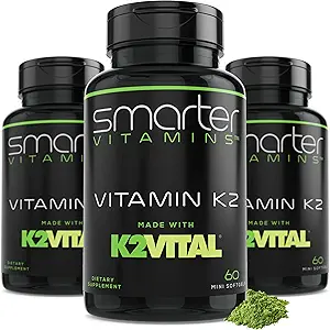 (3 Pack) Smarter Vitamin K2 MK7 100mcg, Lavet med K2VATAL og Kale, 180 flydende bløddele