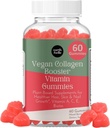 Earth & elle Vegan Collagen Booster Gummies for Women with Biotin and Vitaminer - Øger hårnegle og hud sundhed, Anti- Aging - lækker sukker fri Berry Flavor - Let at tygge - 60 Greve