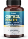 Cortisol Health Supplement med Magnesium, Ashwagandha, Lions Mane & 10 Mushroom Complex - Afslapning, Focus & Energy Support - 150 kapsler - Sotalix - USA Made, GMO- Free