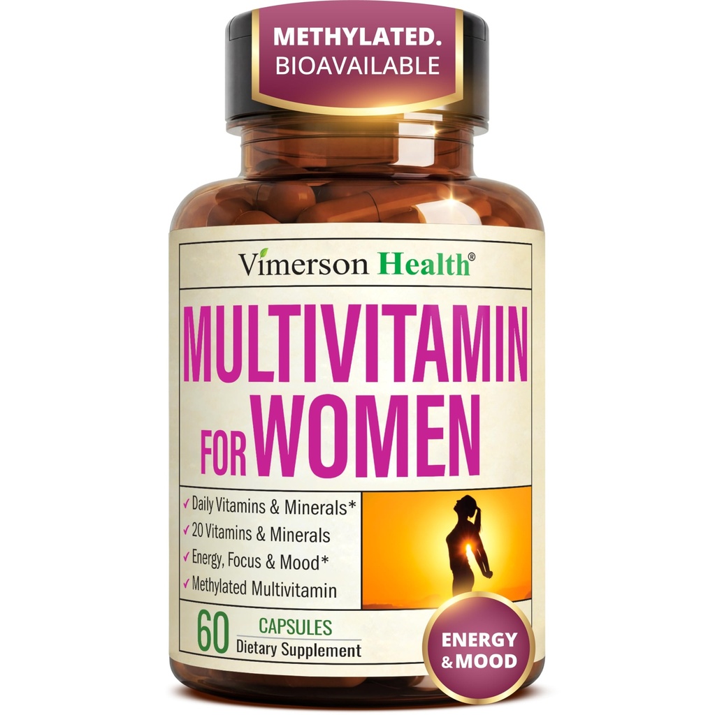 Multivitamin til kvinder - Methylerede kvinder Multivitaminer og multimineraler kapsler med vitamin B12, A, D, C, Zink, Magnesium & mere til komplet daglig støtte - betroede biotilgængelige vitaminer til kvinder