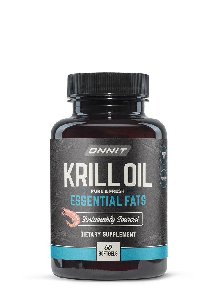 ONNIT Antarktis Krill Oil Soft Gels, IGEN ™ Non- GMO Testet Kosttilskud med Omega- 3s, EPA, Astaxanthin & Phospholipider for Cognitive, Cardiovaskulær & Joint Health, 1000mg Per Serving, 60 Count