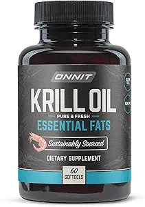 ONNIT Antarktis Krill Oil Soft Gels, IGEN ™ Non- GMO Testet Kosttilskud med Omega- 3s, EPA, Astaxanthin & Phospholipider for Cognitive, Cardiovaskulær & Joint Health, 1000mg Per Serving, 60 Count