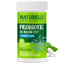 NATURELO Probiotika til fordøjelse - 50 Millioner CFU, 11 Strops Dagligt tillæg - Øger immunsystemet, Forsinket udgivelse, 30 Vegetariske kapsler