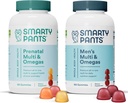 SmartyPants Prenatal og Mænds Multivitamin Gummies Bundle: Omega 3 Fish Oil (EPA / DHA), Biotin, Methylfolat, Vitamin D3, C, vitamin B12, B6, A, K & Zink til immunforsvar (30 dages forsyning)