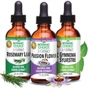 Botanic Choice Passion Flower, Rosemary Leaf, & Gymnema Sylvestre Ekstrakter Bundle - Daglig Samlet Wellness Kit for Samlet Wellbeing (1 fl. Oz. Hver)