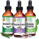 Botanic Choice Passion Flower, Rosemary Leaf, & Gymnema Sylvestre Ekstrakter Bundle - Daglig Samlet Wellness Kit for Samlet Wellbeing (1 fl. Oz. Hver)