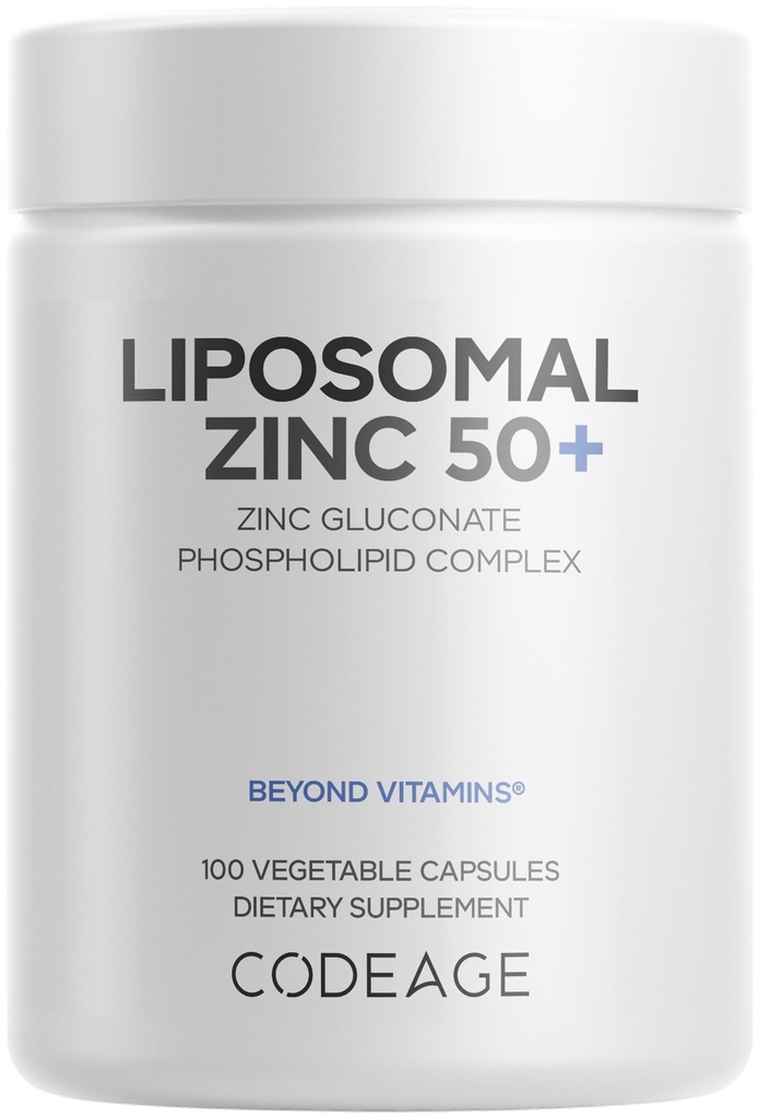 Kodeage Liposomal Zink Supplement - 3 måneder Tilgang - En per dag - 50 mg Zink Gluconat Vitamin piller - Essential Mineral Kosttilskud Zink Plus Liposomal Levering Matrix - Vegan Non- GMO - 100 kapsler
