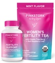 Pink Stork Fertilitet Bundle for kvinder - Conception Tea + Prenatal Vitamin Support med Inositol, Vitex, Folate & Ashwagandha - Understøtter Hormone Balance, Cykel Sundhed & Preundation Wellness