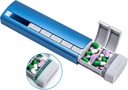 Daviky Metal Travel Pill Organizer, Premium Aluminium Pill Box 7 Dag, Ugentlig Daglig Pill Case, Stilfuld & Cute Pill Holder for Medicines, Supplements and Vitamin (Blue + Gray)