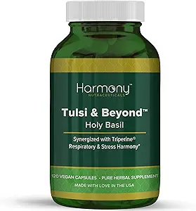 Tulsi - Holy Basil Supplement - Højeste potens, Maksimal biotilgængelighed, Lavet med økologiske urter (Vegetariske kapsler, 120 Greve)