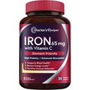 Lægens opskrifter jerntilskud 65 mg med C-vitamin - Maximized Absorption & Mave Friendly Iron Pills for Red Blood Cells Dannelse, Heart, Brain & Immunity Health - Vegansk non-GMO 30 jerntabletter