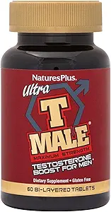 NaturePlus Ultra T Mand, udvidet udgivelse - 60 Bi- lagdelte tabletter - Understøtter Muscle Gain - Vegetarisk, Gluten Gratis - 30 Servering