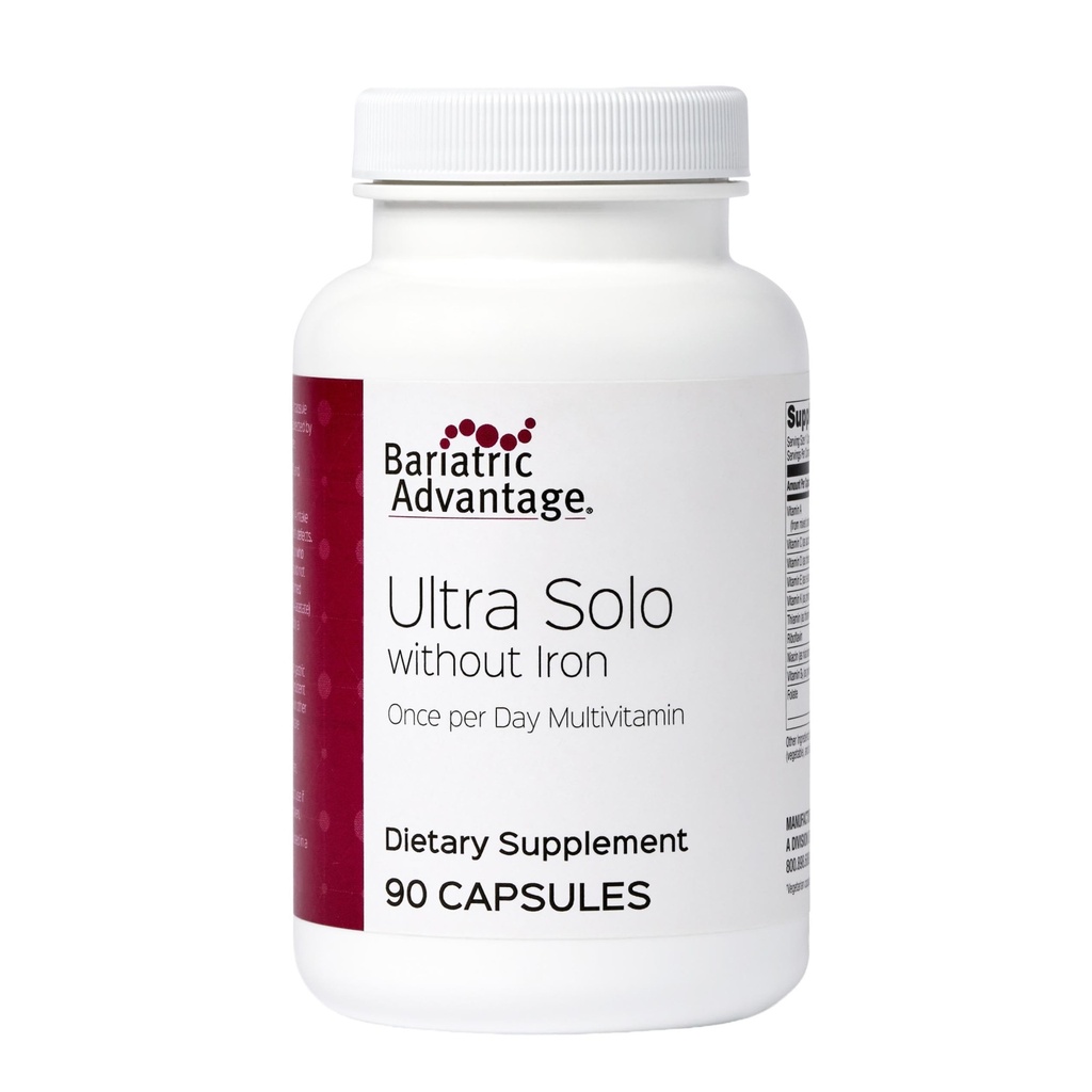 Bariatric Advantage Ultra Solo Uden jern - Once- Per- Day Daily Multivitamin - for Bariatric Patienter - med thiamin, vitamin A & mere - Gluten Free - 90 kapsler