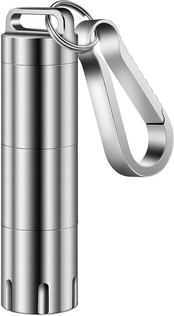 TISUR Titanium lille pillholder Keychain, Portable pill sag Vandtæt Pocket Pill Box Container Carrier til at holde piller, vitaminer, fiskeolie, Kosttilskud