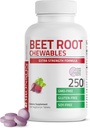 Bronson Beet Root Chewables 2000 MG, Grape Flavored - Extra Strength 2000 MG Per Serving Circulation Support Heart Health & Stamina, Non- GMO, 250 Vegetar Grape Flavored Chewable Tablets