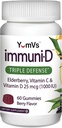 ImuniD Elderberry Gummies af Yumvs Medic124; Triple Defense Vitaminer med Sambucus Elderberry, C-vitamin & D-vitamin Medic124; Komplet immunsystem support til kvinder & mænd Medical Berry Flavor- 60 Greve