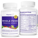 Hele fødevarer prenatale vitaminer (120 kapsler) Naturlig støtte til moder- og føtale sundhed, prenatal multivitamin til kvinder med cholin, B vitaminer og mere, Vegan, ingen soja, gluten eller mælk
