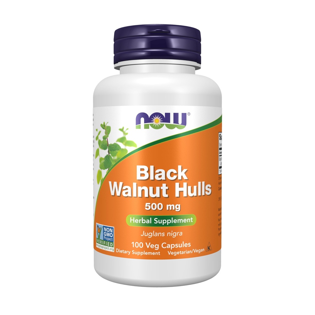 Now Foods Supplements, Black Walnut Hulls (Juglans nigra) 500 mg, Herbal Supplement, 100 Veg Kapsler