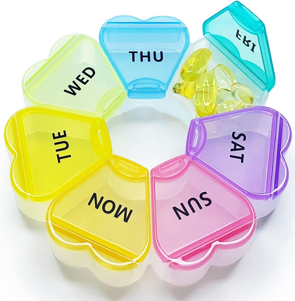 MOLN HYMY Stor Ugentlig Pill Box 7 Dag, Pill Case Organizer 1 gang om dagen, Floral Pill Container Når dagligt, Pretty Medicine Dispenser for Vitamin / Fish Oil / Medicin / kosttilskud