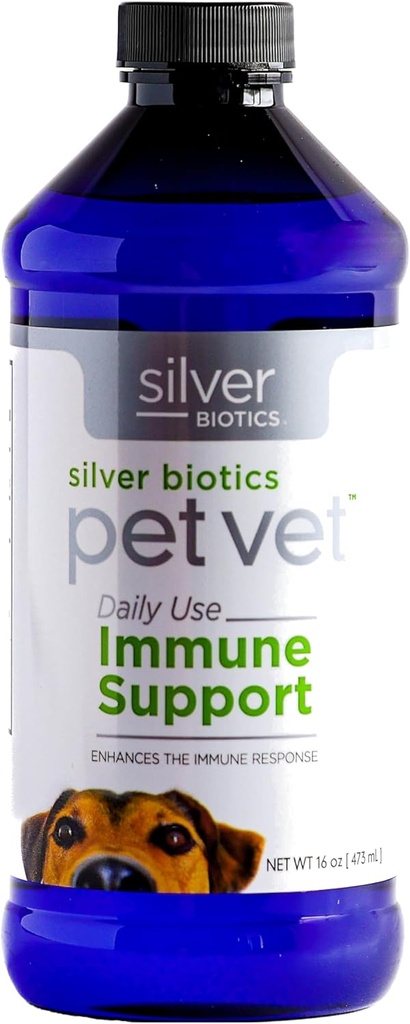 Silver Biotics Pet Vet immunsupport124; Forbedrer immunrespons i Kæledyr124; 16 Fl Oz