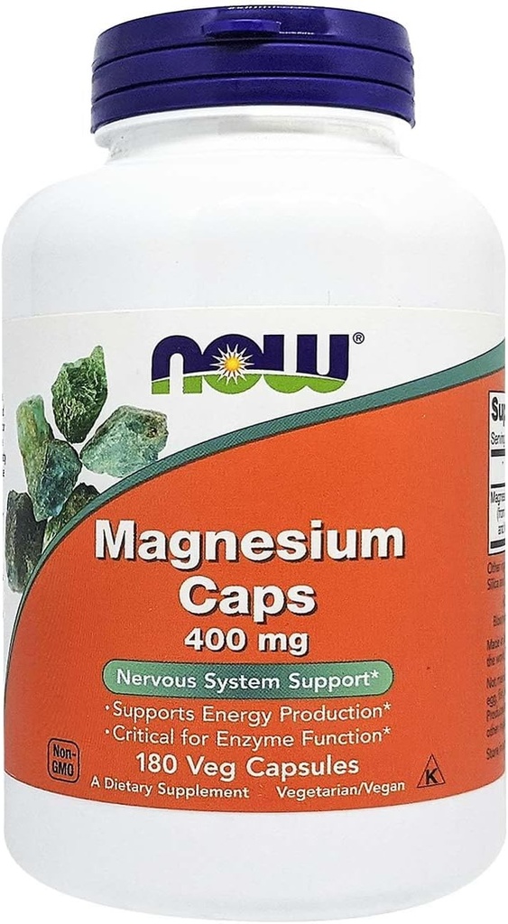 NOW Magnesium 400mg, 180 Veg kapsler