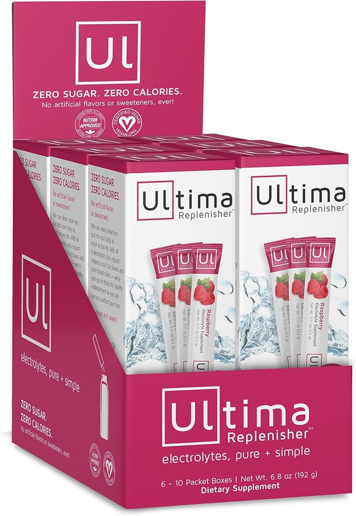 Ultima Hydrating Electrolyte Powder, Hindbær, 60 Greve Stickpacks