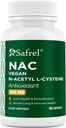 Safrel N- Acetyl- L- Cysteine (NAC) Capsules, 600mg, 180 Count, Respiratory, immun, lever sundhed Potent antioxidant Support, Free- radikaler, Let at Absorb, Non- GMO, Gluten Free