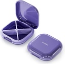 Lille pillekasse, rejsepilleboks, transportabel pilleorganizer, pillebeholder til lomme 4 afdelinger, Daily Compact Travel Medicine Holder for Vitaminer Medicin (lilla)