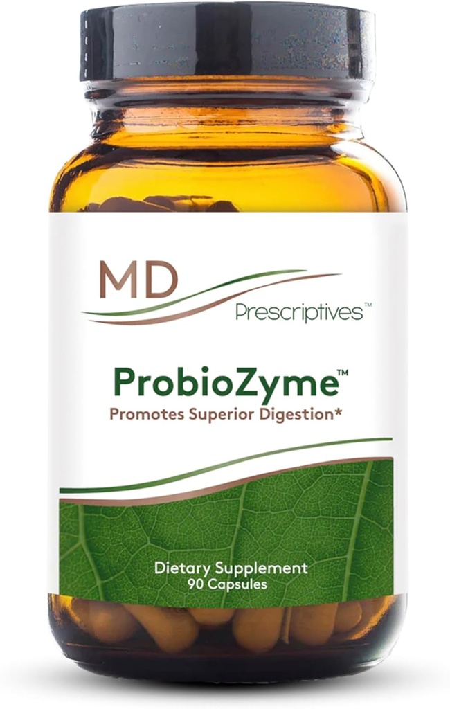 MD Præskriptiver - ProbioZyme - Vegetariske fordøjelsesenzymer - Supplement til fordøjelsessygdomme & Gut sundhed - 90 kapsler