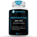 Alpha Lipoic Acid Plus Acetyl L- Carnitin Antioxidant Supplement ALA ALC for sund hjerne funktion & muskel styrke, fokus, hukommelse & kognitiv funktion for kvinder & mænd - 60 kapsler af Neonutrix