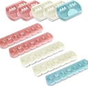 10 Pack (Weekly & Daily), 2 gange om dagen (AM / PM) + 7-Day Pill Organizer, Vitamin Planner, Stor kapacitet, Rejsepille sag for Medicin / Vitamin / Fish Oliils / Supplements, Pink / White / Blue