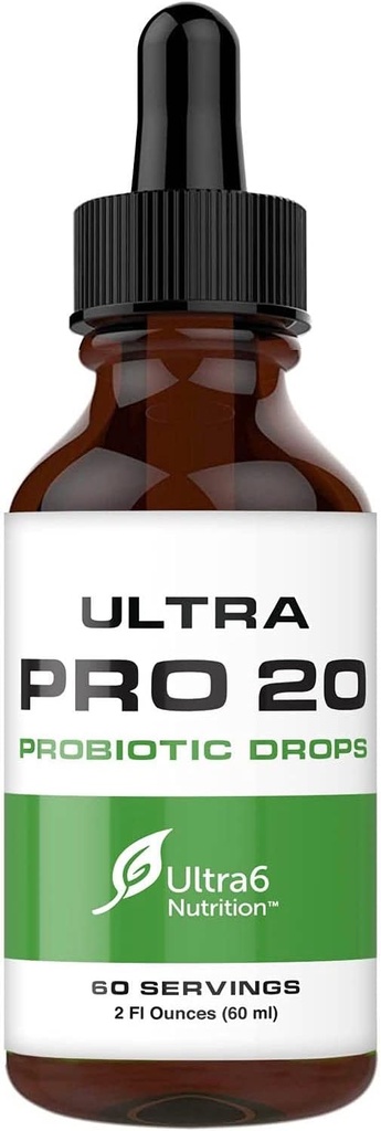 Ultra6 Nutrition Probiotika til kvinder, mænd og børn - 20 Strein flydende probiotisk supplement til fordøjelse & Gut sundhed