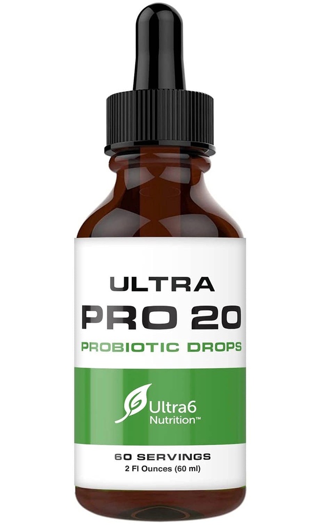 Ultra6 Nutrition Probiotika til kvinder, mænd og børn - 20 Strein flydende probiotisk supplement til fordøjelse & Gut sundhed