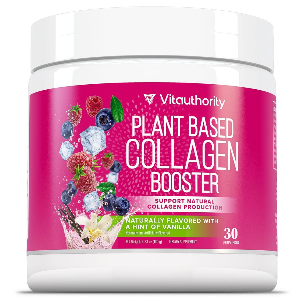 Vitautorial Vegan kollagen pulver til kvinder - Plant baseret kollagen supplement til kvinder med Proprietary Vegan hår hud og negle Vitaminer - Vegetarisk kollagen pulver med hyaluronsyre