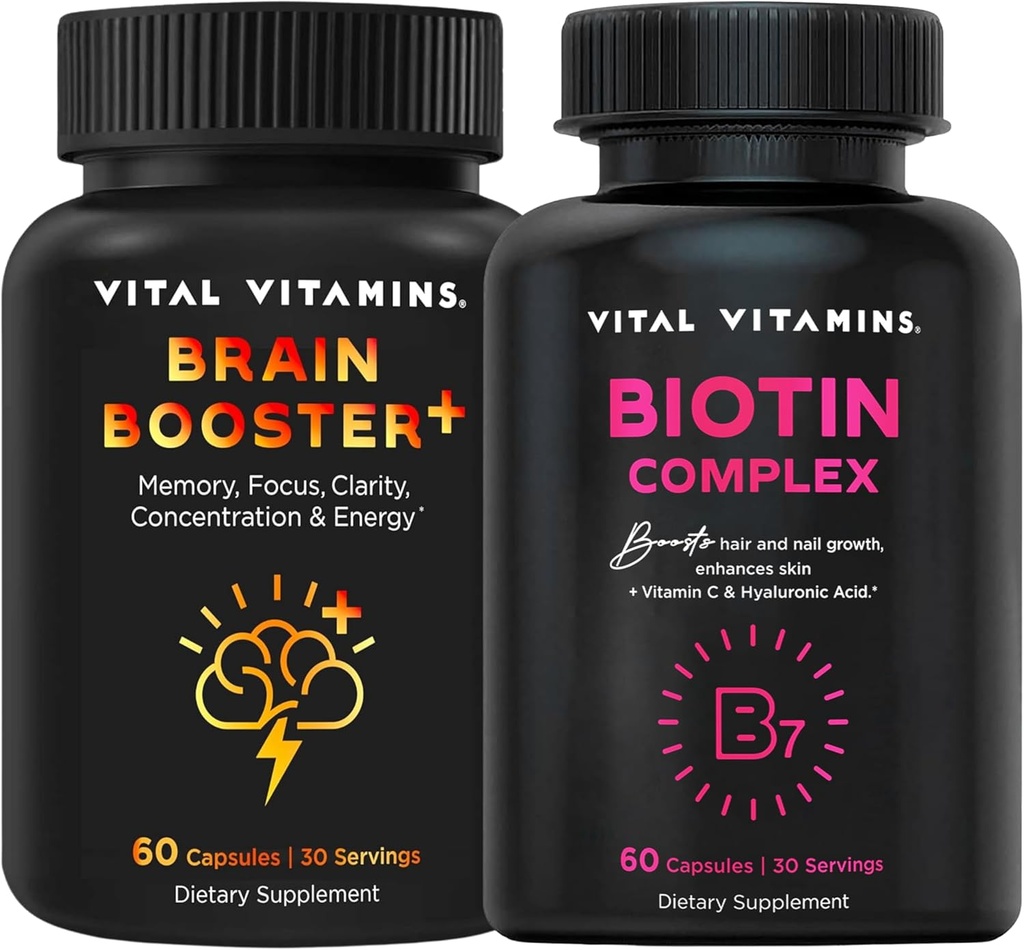 Vital Vitamin Brain Booster Plus + Biotin Complex kapsler