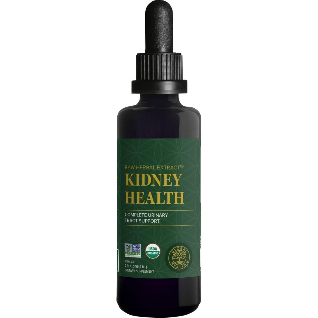 Global Healing USDA Organic Nyre Sundhed med Cranberry & Hydrangea - Nyre Cleanse Liquid Supplement & Stones Dissolver for Urinary Health - Detox & Repair Formel til Brege Control - 2 Fl Oz