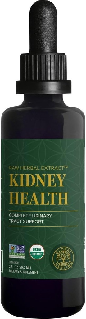 Global Healing USDA Organic Nyre Sundhed med Cranberry & Hydrangea - Nyre Cleanse Liquid Supplement & Stones Dissolver for Urinary Health - Detox & Repair Formel til Brege Control - 2 Fl Oz