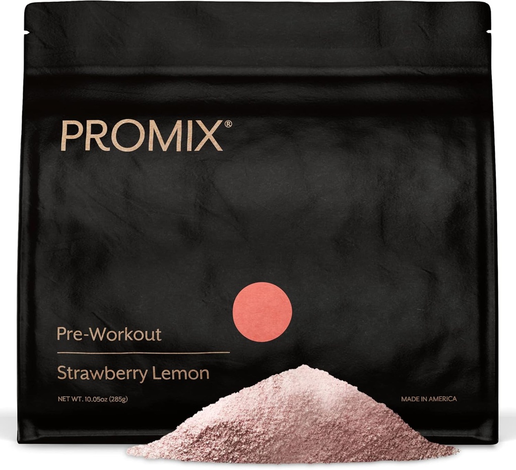 Promix Pre-Workout Powder, Strawberry Lemon – Boosts Focus, Energy & Endurance – With Caffeine, B12, Beta-Alanine & L-Tyrosine – Gluten & Dairy-Free, 10.05 oz
