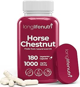 LongLifeNutri Horse Chestnut Extract 500mg - 180 Vegetarian Capsules, Organic Supplement for Daily Wellness & Circulation, 3-Month Supply, GMP Certified, Made in USA