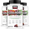 FORCE FACTOR Collagen Boosting Superfood, Vegan Collagen Booster for kvinder, Med biotin, Hyaluronsyre, og C-vitamin, Til hår, hud, negle, & fælles støtte, Tropiske frugter, 180 bløde tygger, 3-pakke