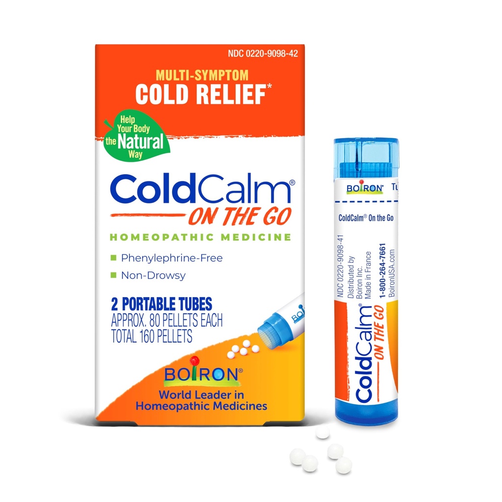 Boiron ColdCalm On Go Cold Relief for nysen, Runny Næse, Nasal Congestion, og Sore Throat - 2 Greve (160 Pellets)