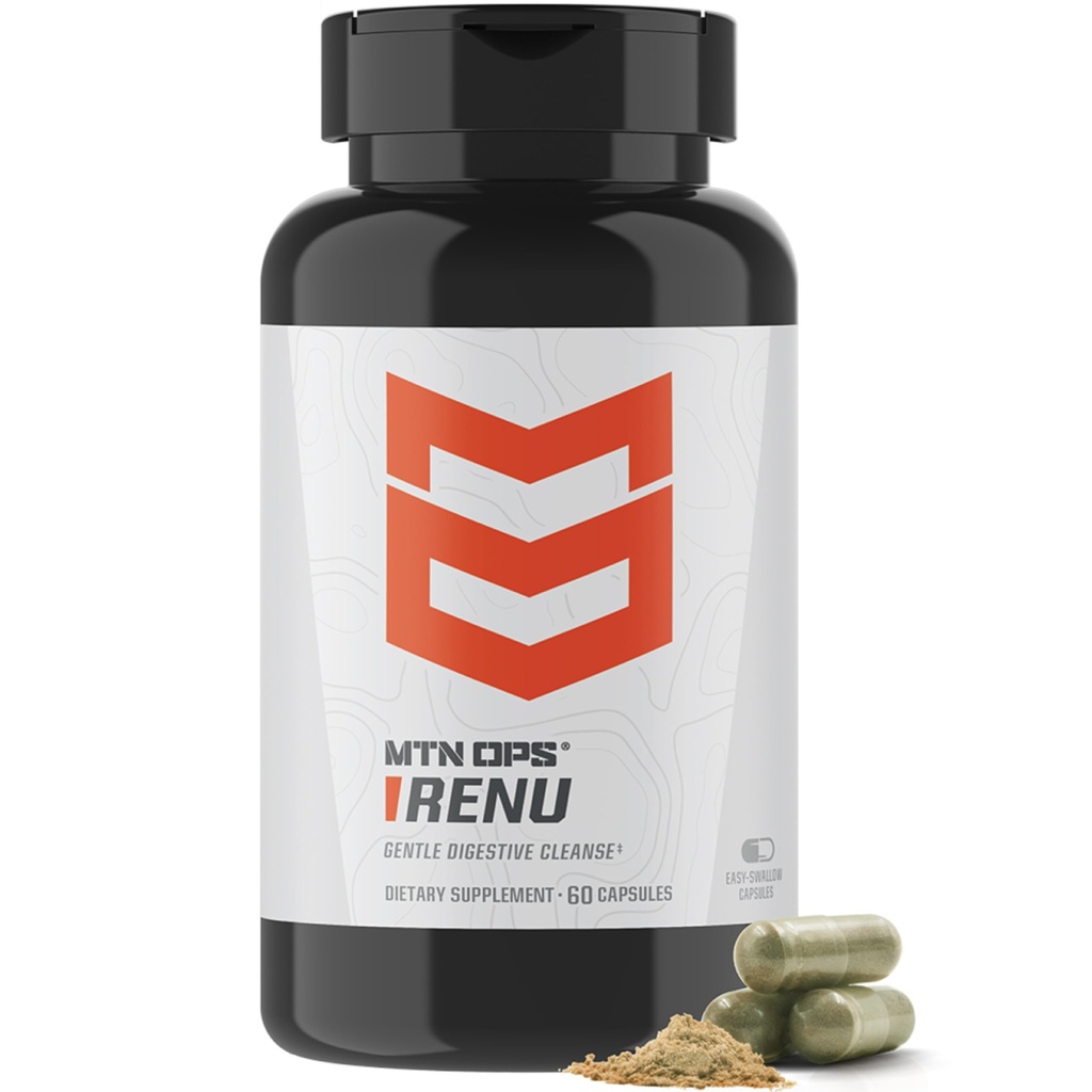 MTN OPS Renu for Gentle fordøjelsesrense, Psyllium Husk Powder for fordøjelsessygdomme & Metabolisme Booster, 60 kapsler, 30 Servere