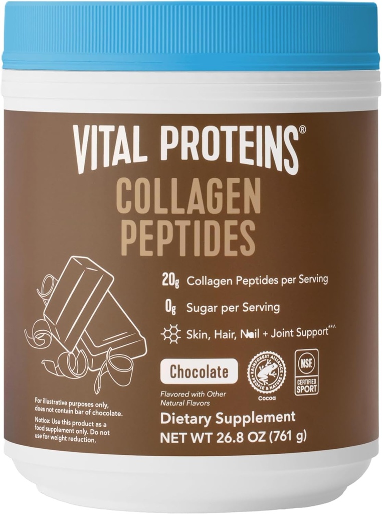 Vital Proteins Collagen Peptider Powder Supplement, Hydrolyzed Collagen til hud, hår, negle & Joints, Chokolade, 28 Servere