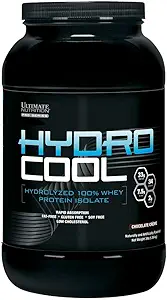 Ultimate Nutrition HydroCool Hydrolyzed Whey Protein Isolate Powder with No Bloating - Fat and Gluten Free, Rapid Absorption, 33 Grams of Protein, Vanilla, 3 Pounds