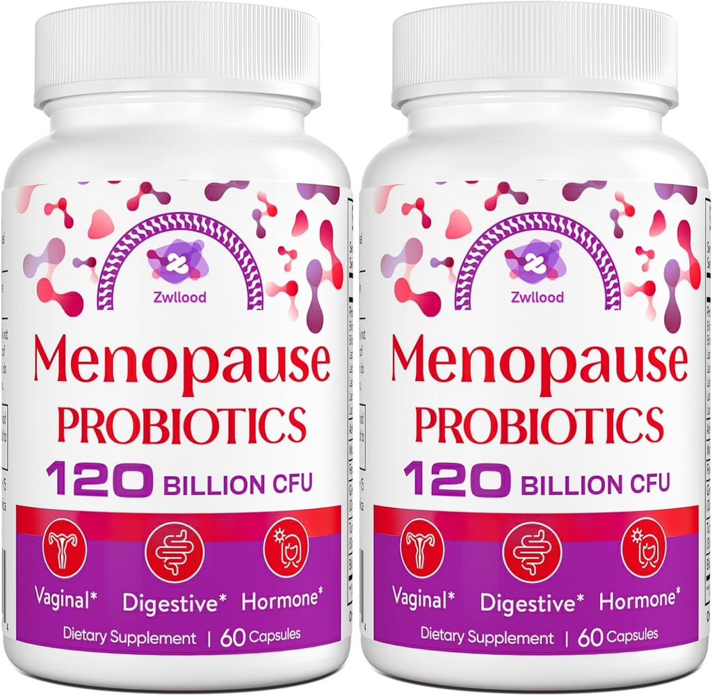 Menopause Kosttilskud til kvinder, 120 Millioner CFU Probiotika til kvinder, All- Natural Probiotiske Kosttilskud til Menopause Hot Flashes, Night Sweats, Mood Swings og Hormone - 120 Urtekapsler