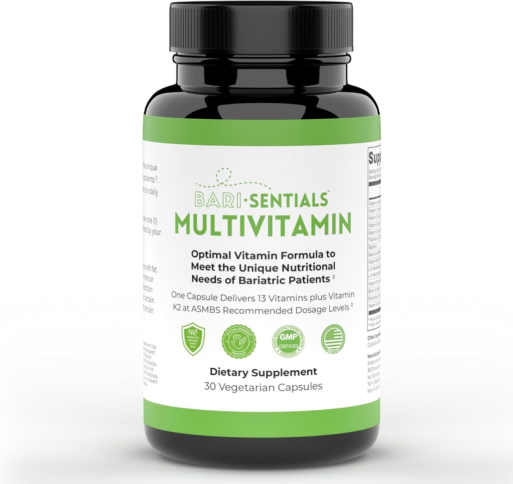 R- Kane Barisities Bariatric Multivitaminer Supplement- Post Bariatric Support til Gastric Bypass, Sleeve Gastroectomy, DS- Essential Daily Nutrition- 30 Vegetariske kapsler