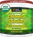 God Natured Premium Chlorella Spirulina pulver • 124; 85 Servering • 124; Non- GMO • 124; Sunlight Grown • 124; Deep Green Color • 124; Cracked Cell Wall • 124; Alkalyzing • 124; High Protein • 124; Vegansk Økologisk Kapsler • 124; Mountain Water