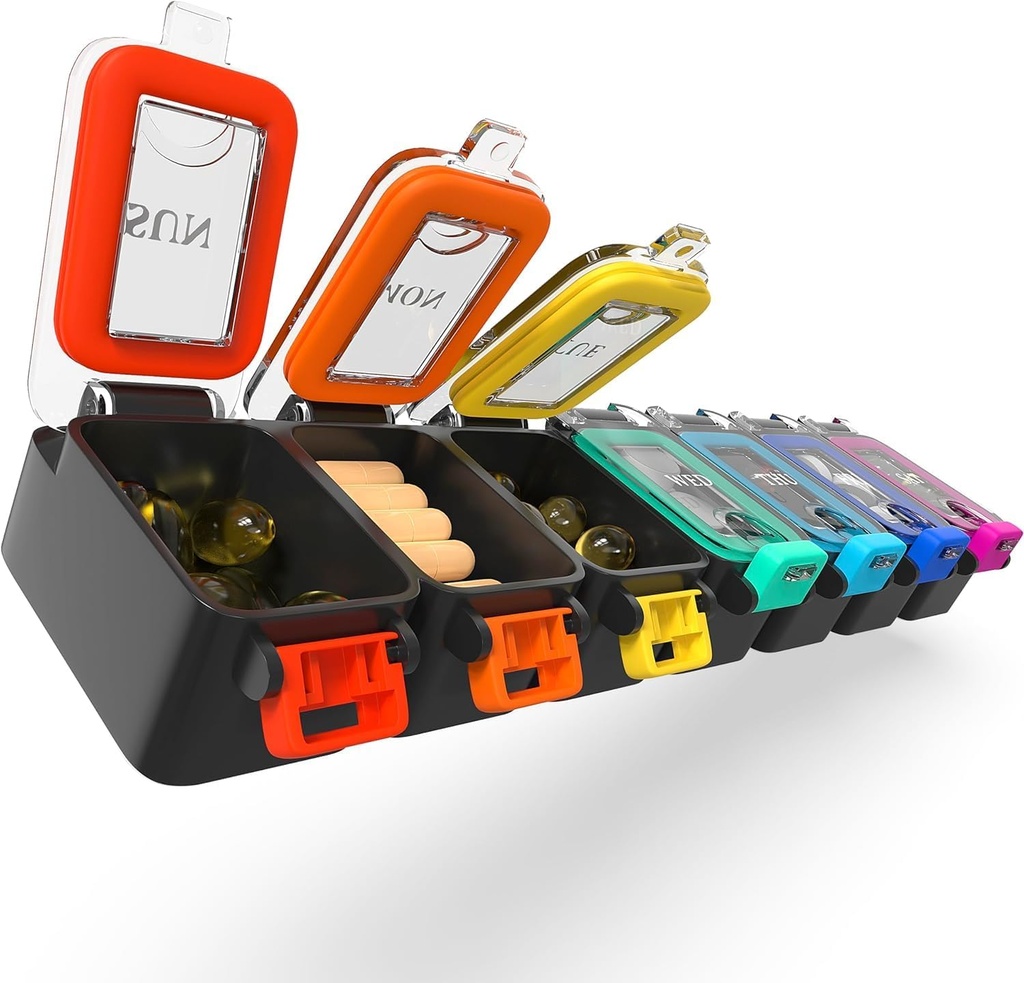 BEXEEN Ugentlig Medicin Pill Organizer Vandtæt 7 Dag Stor Pill Box Daglig Pill sag Cute Vitamin Organizer Portable Pill Container Travel Pills Holder XL Supplement Medicin Dispenser En om dagen